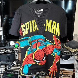 Small Black MARVEL Spider-Man Lace-Up T-Shirt